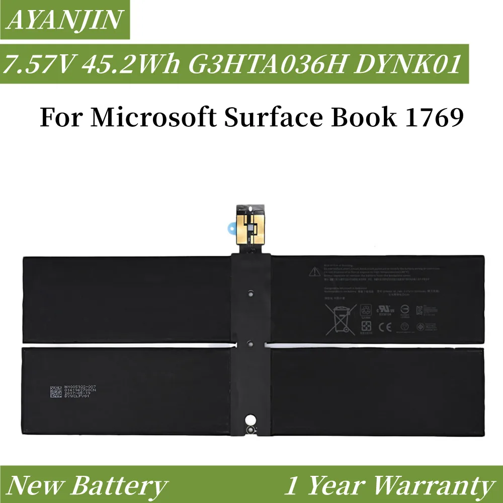 

7.57V 45.2Wh 5970mAh G3HTA036H DYNK01 Laptop Battery For Microsoft Surface Laptop 1 2 1769 13.5" Series