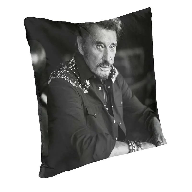 French Rock Singer Johnny Hallyday Cushion Cover Soft Velvet Luxury Pillow Cases Living Room Decoration