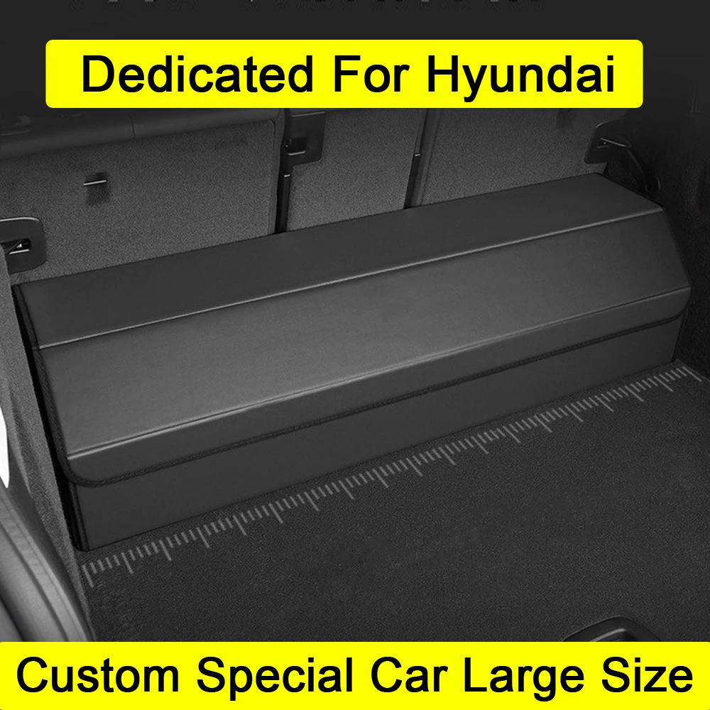 

Custom Size Car Trunk Organizer Box Large Capacity leather Trunk Storage Box For Hyundai Santa Fe Sonata Tucson Kona I30 IX25