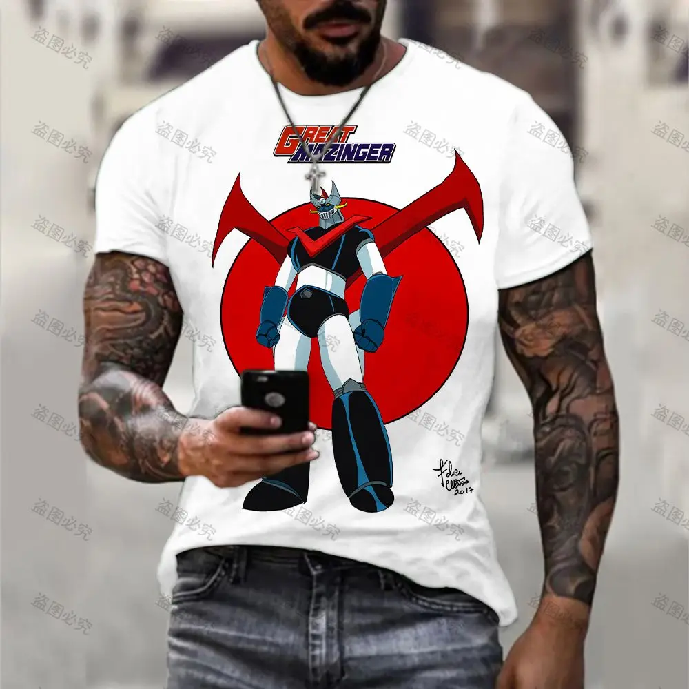 T-shirts Men Clothes Men\'s T-Shirt Oversized Mazinger Z Anime Essentials HD Print High Quality Streetwear Y2k Tops Cartoon New