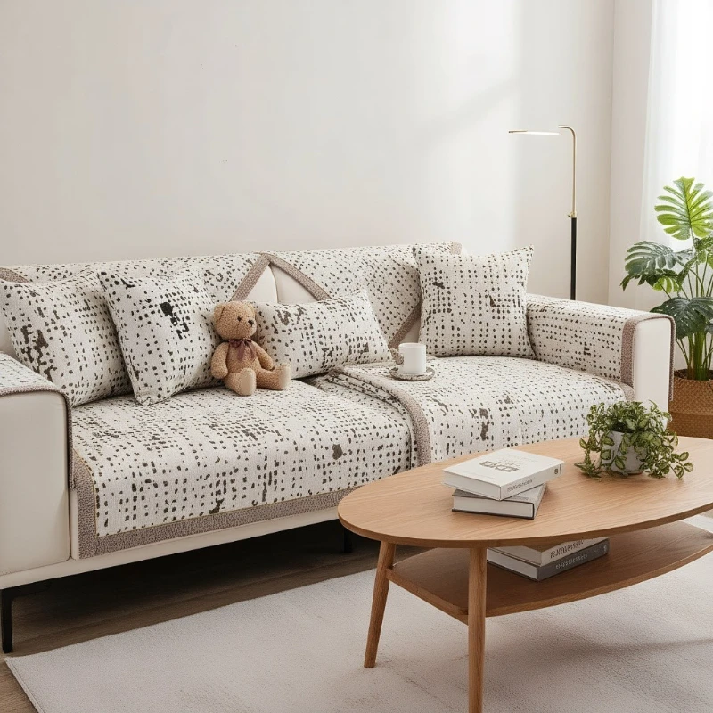 Geometry Sofa Covers Jacquard Chenille Sofa Mat for Living Room Non-slip Sofa Covers Universal for All Seasons Couch Slipcovers
