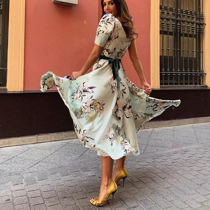 2023 Casual Bloemen Retro Vintage 50S 60S Gewaad Rockabilly Swing Pinup Vestidos Jurken Zomer Vrouw Print Bloemen Party jurk