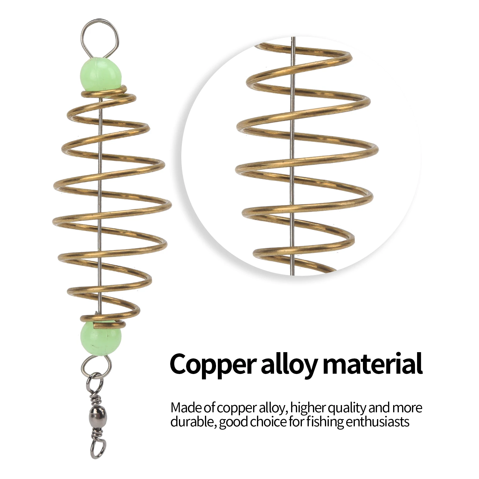 

Fishing Coil Feeder, Olive Shape Spring Fishing Tackle Bait Copper Alloy Coil Inline Feeder Lures Cage