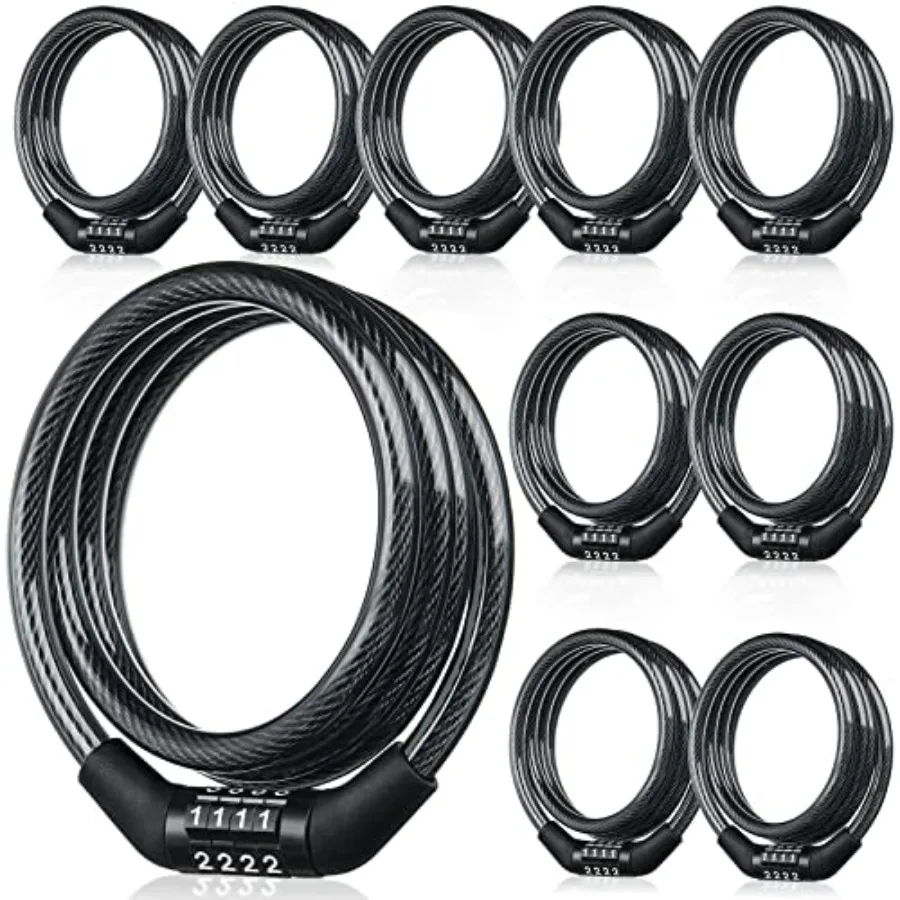 

Pcs Bike Lock Cable with Combination Coiled Preset Bike Lock High Security 4 Digit Bicycle Locks Anti Theft Bikes Accessories B