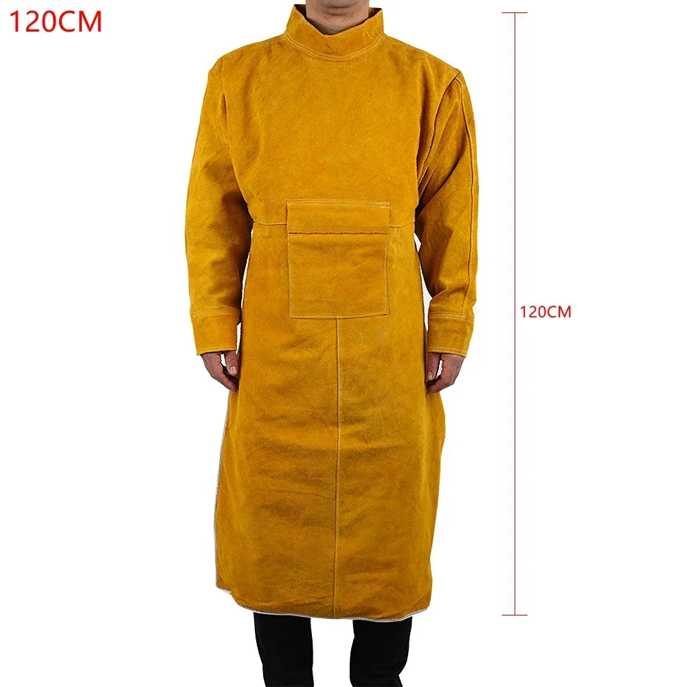 3 Size Cowhide Work Clothes Apron Welding Protective Clothing Heat Fire Resistant Welders Clothing Welding Apron With Sleeves