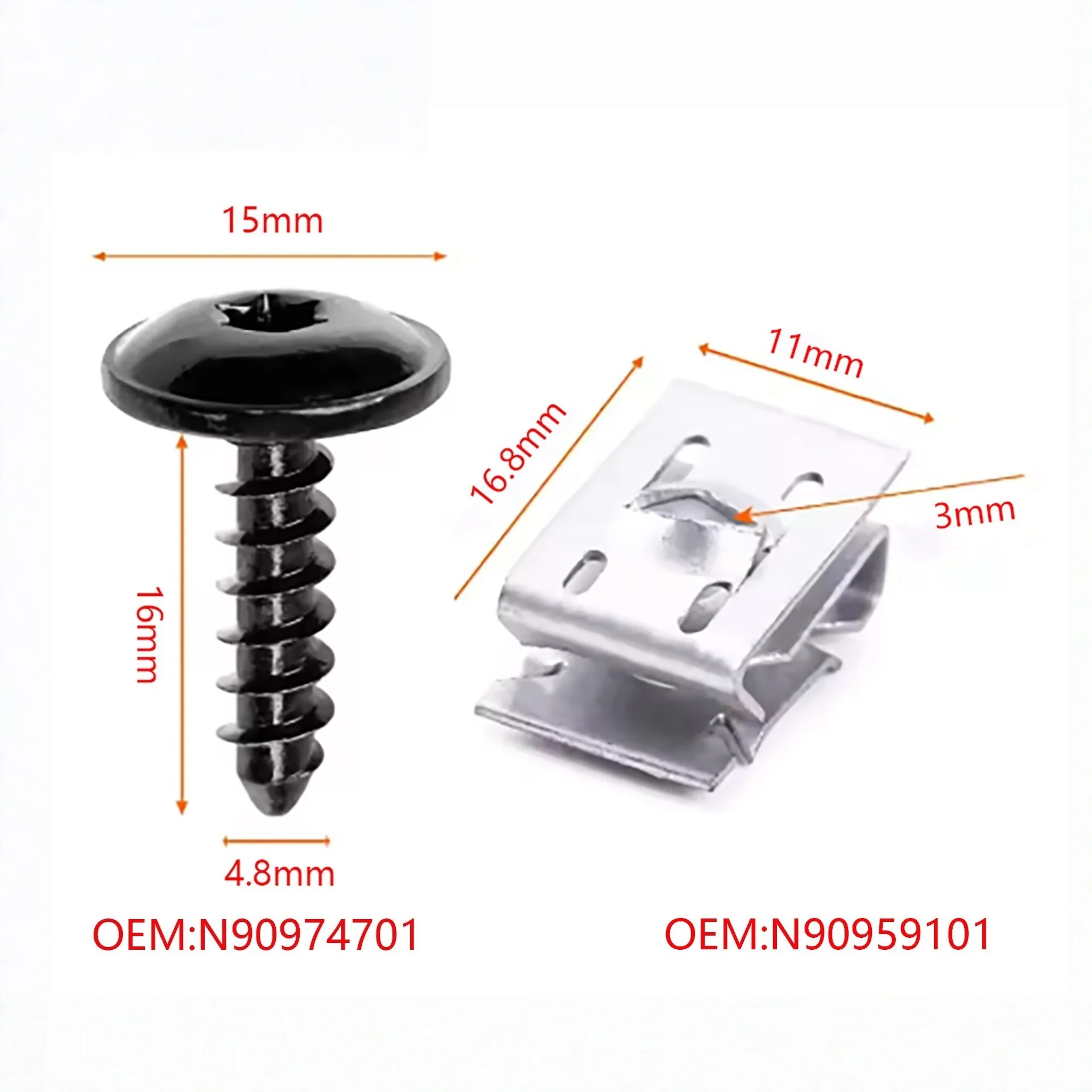 10-30Set For Volkswagen Audi Car Mudguard Liner Splash Shield Bumper Cover Hexagon Screws U-type Nut Hex Screws Fastener