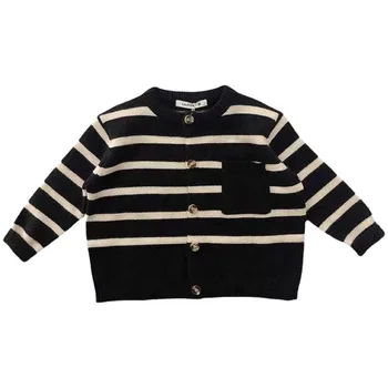 Unisex Striped Kids' Knit Cardigan 6 Fashion striped Kids sweater Boys Single breasted knit Coat Girls soft loose O-Neck knitted Cardigan 6