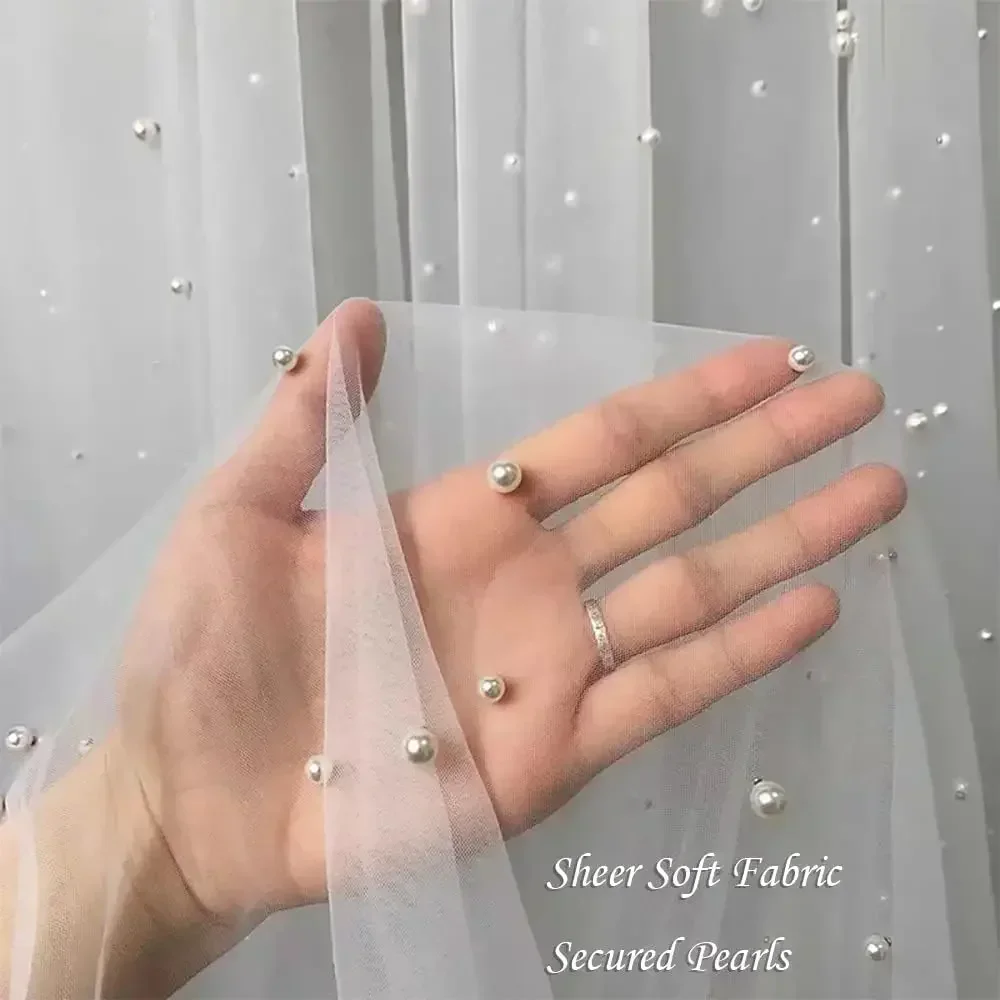 

White Pearl Tablecloths Bulk Sheer Tulle Table Cloth Cover for Event Decorations Arch Dessert Soft Chiffon Fabric 6 Pieces 10 ft