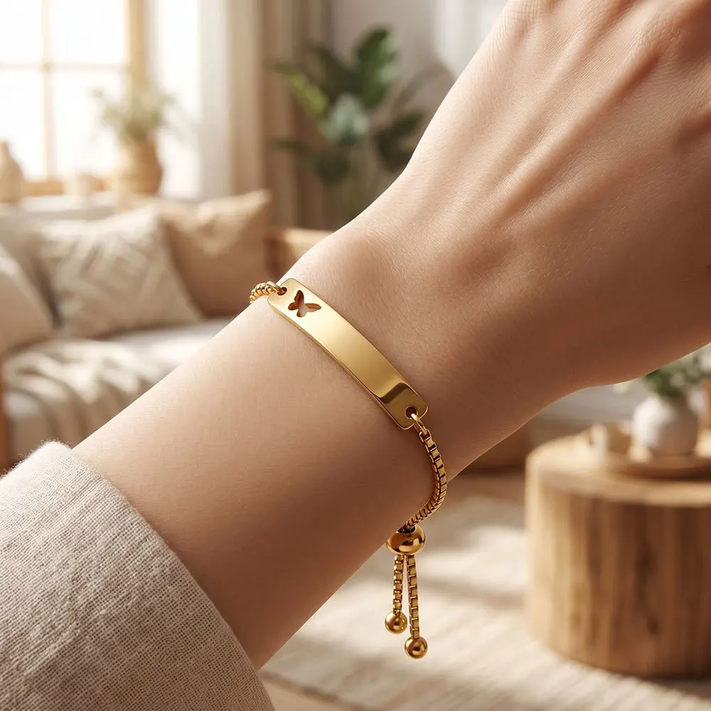 New Smooth Surface Sculptible Logo Hollow Butterfly Bracelet for Women Stainless Steel Adjustable Bracelets Exquisite Jewelry
