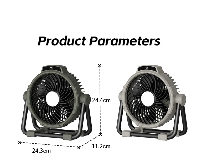 Tragbarer 6-in-1 Outdoor-Campingventilator 10000mAh Wiederaufladbarer Kabelloser Zelt-Deckenventilator 5-Stufen-Einstellung Fernbedienung LED-Licht – Detail 14