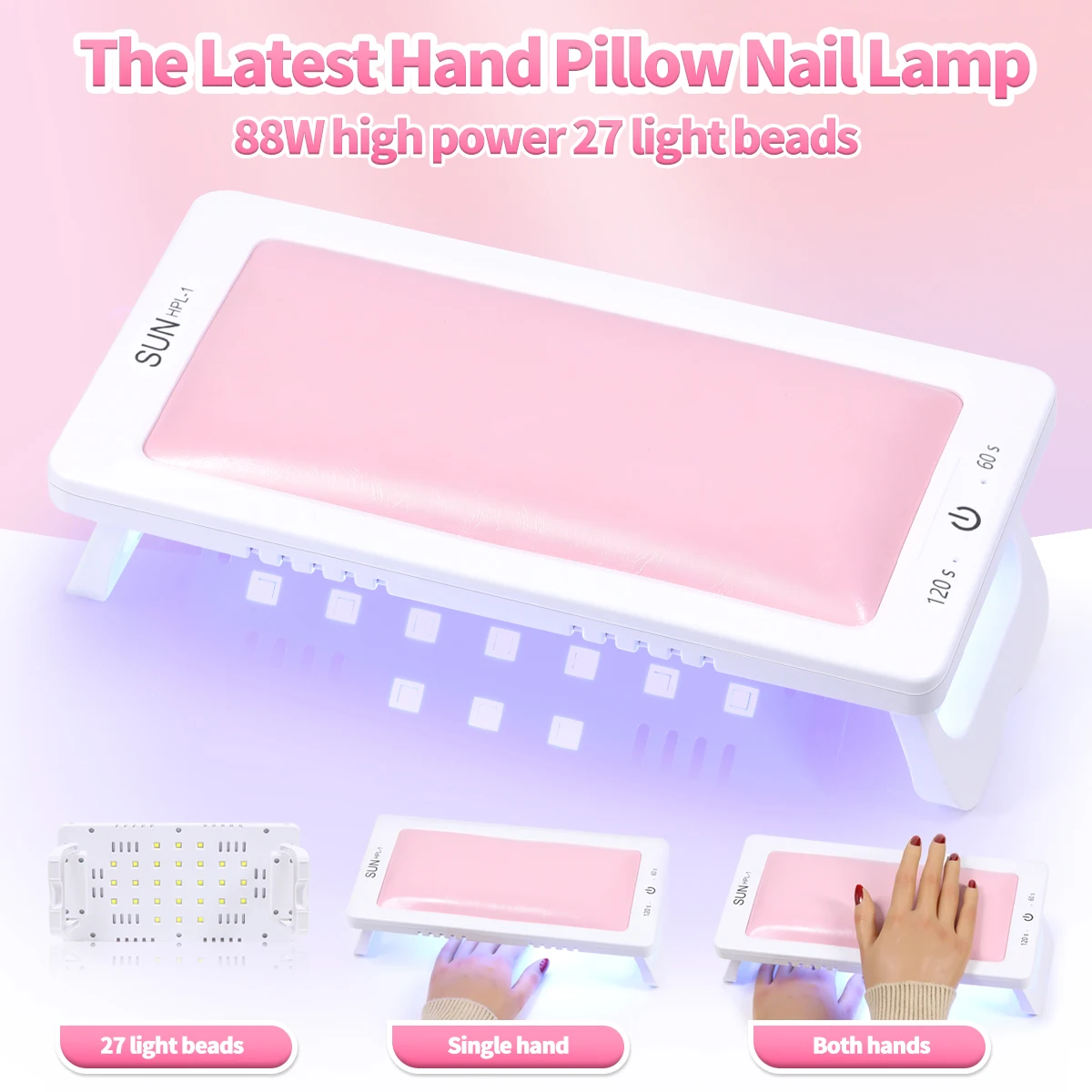 YIKOOLIN Nail Arm Rest Stand UV LED Nail Lamp Arm Rest With LED Lamp Gels Dryer Polish Curing Lamp  For Designs