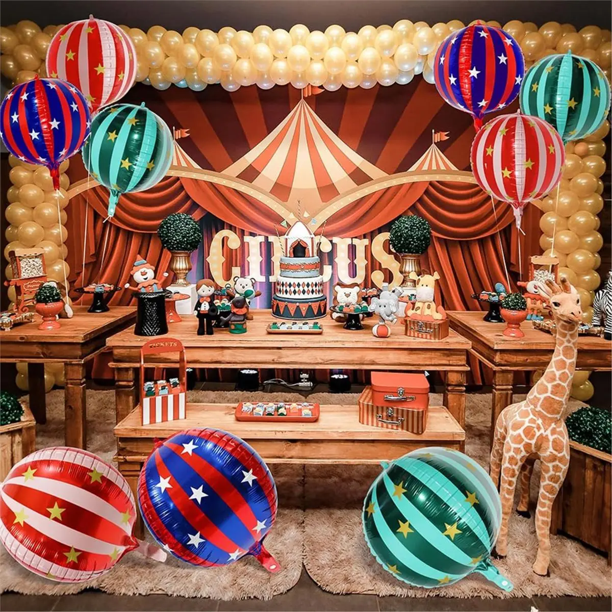 6 PCS Jumbo 22 Inch 4D Stripe Foil Balloons Star Balloon Foil Kids Birthday Party Decoration Green