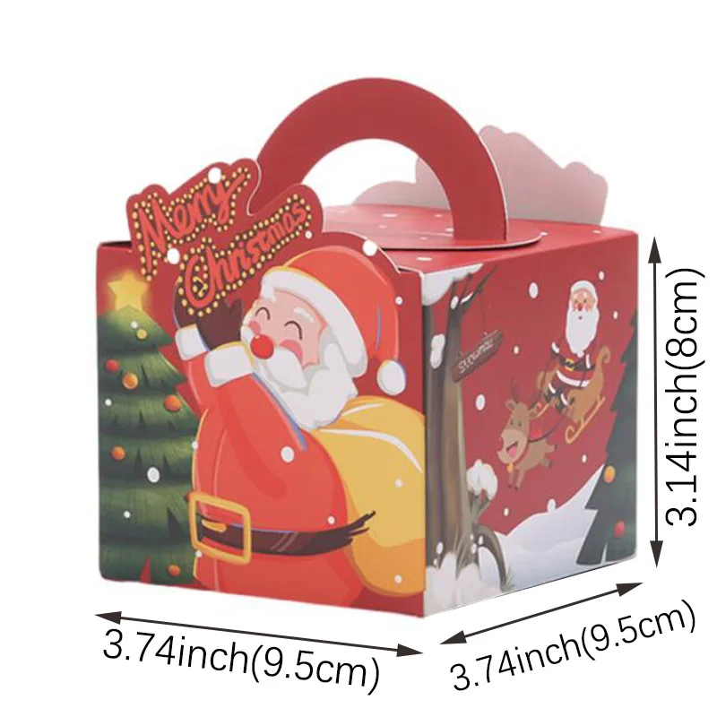 25/50PCS Merry Christmas Deer Santa Claus Candy Box Xmas Gift Paper Packing Box Navidad Christmas Tree Pendant Party Supplies