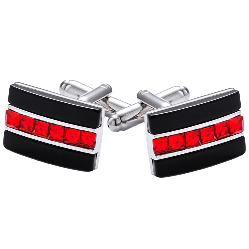 

KFLK Fashion Shirt Cufflinks for Mens Gift Brand Button Red Crystal Cuff links Luxury High Quality Abotoaduras Guests Wedding