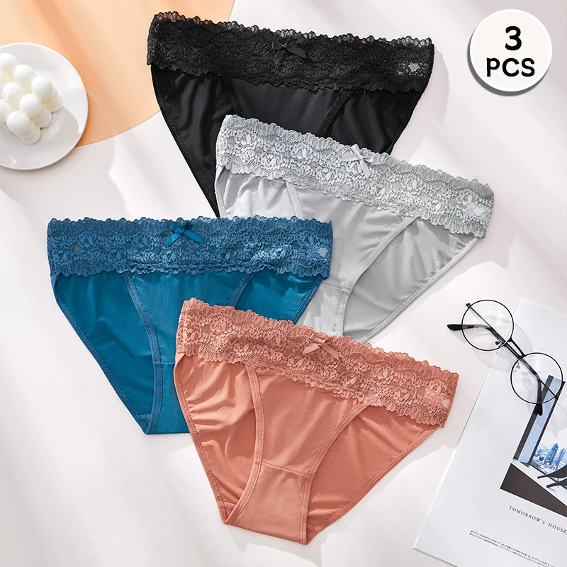 

3PCS Sexy Fashion Women's Underwear Solid Color Breathable Women's Panties Seamless Soft Lingerie Stretchy Cute Girls Underpants