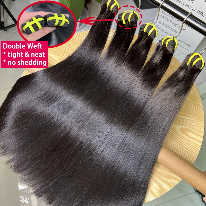16A Vietnamese Raw Hair Bone Straight Bundles 100% Unprocessed Human Hair Extensions Double Weft 10-36Inch Natural Color #1B