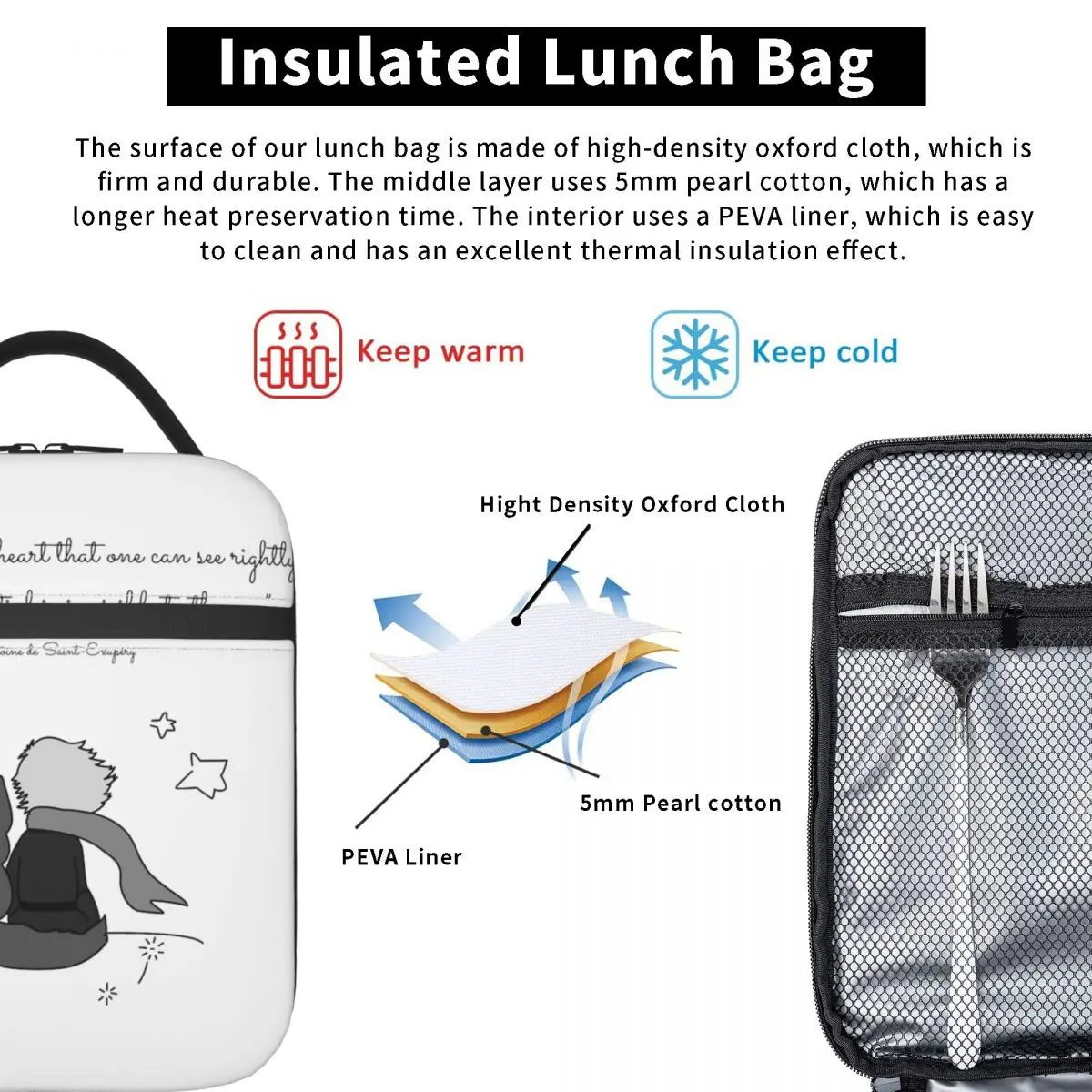 Insulated Lunch Box The Little Prince Merch childhood memory Food Box Y2K Thermal Cooler Lunch Box For Office