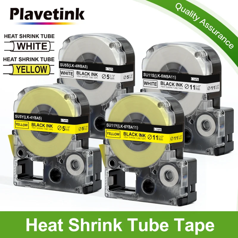 

Plavetink LA-4WBA5 LA-4YBA5 Heat Shrink Tubes Compatible for Epson LK-4WBA5 (For King Jim SU5S SU5Y ) Φ5mm/9mm Φ11mm/18mm