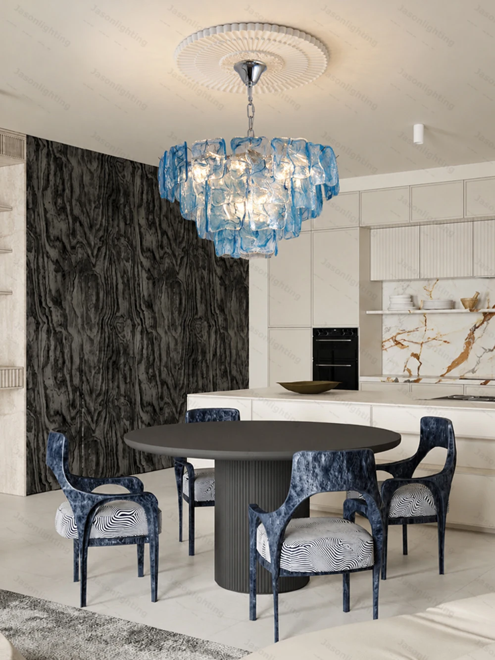 Blue Eyes Glass Collection Dimmable LED Chandelier