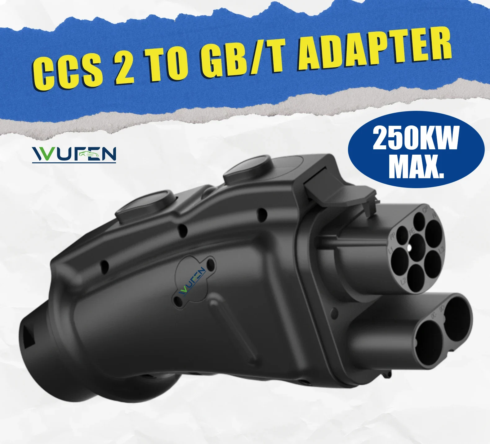 WUFEN CCS 2 charging GBT Car adapter 250KW 250A DC EV Charger ccs 2 Connector Electric Vehicle Ccs2 To Gbt Adapter for  BYD GE3