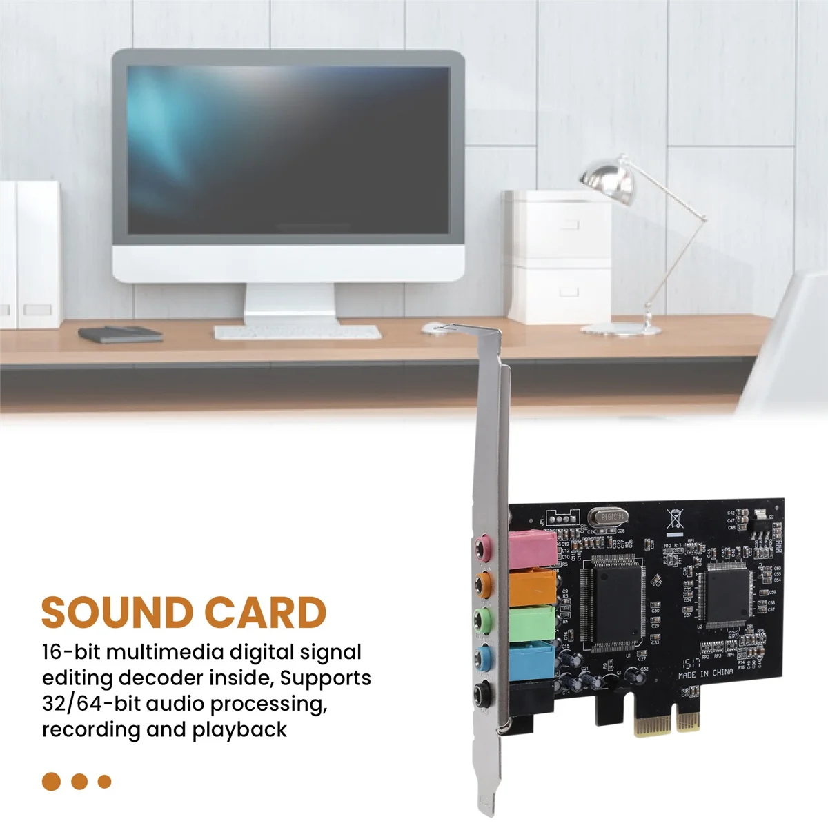 5.1 Internal Sound Card for Windows 10 with Low Profile Bracket, 3D Stereo PCI-E, CMI8738 Chip 32/64 Bit Sound Card PCI