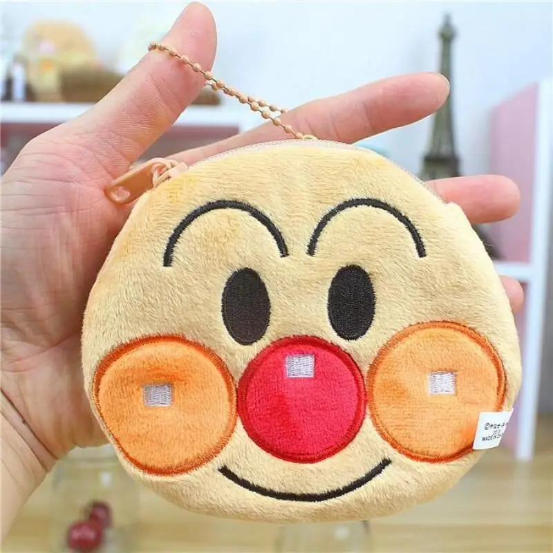 Anpanman Baikinman Dokin Chan Single Layer Plush Zip Coin Purse Backpack Hang Ornaments Portable Card Bag Student Birthday Gift
