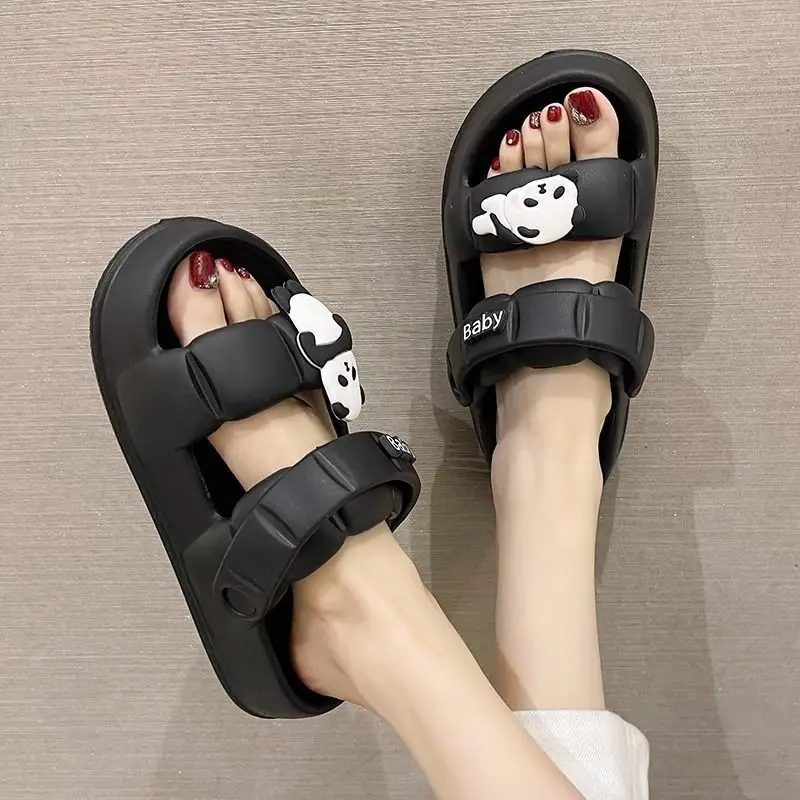 

Сандалии женские на нескользящей платформе, Уличная обувь с милой пандой, летние туфли для студентов