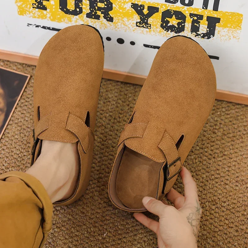 Men Mules Shoe Fashion with Arch Support Unisex Classic Beach Birkenstok Mens Shoes Men\'s Suede Sandals Retro Cork Clogs Тапочки
