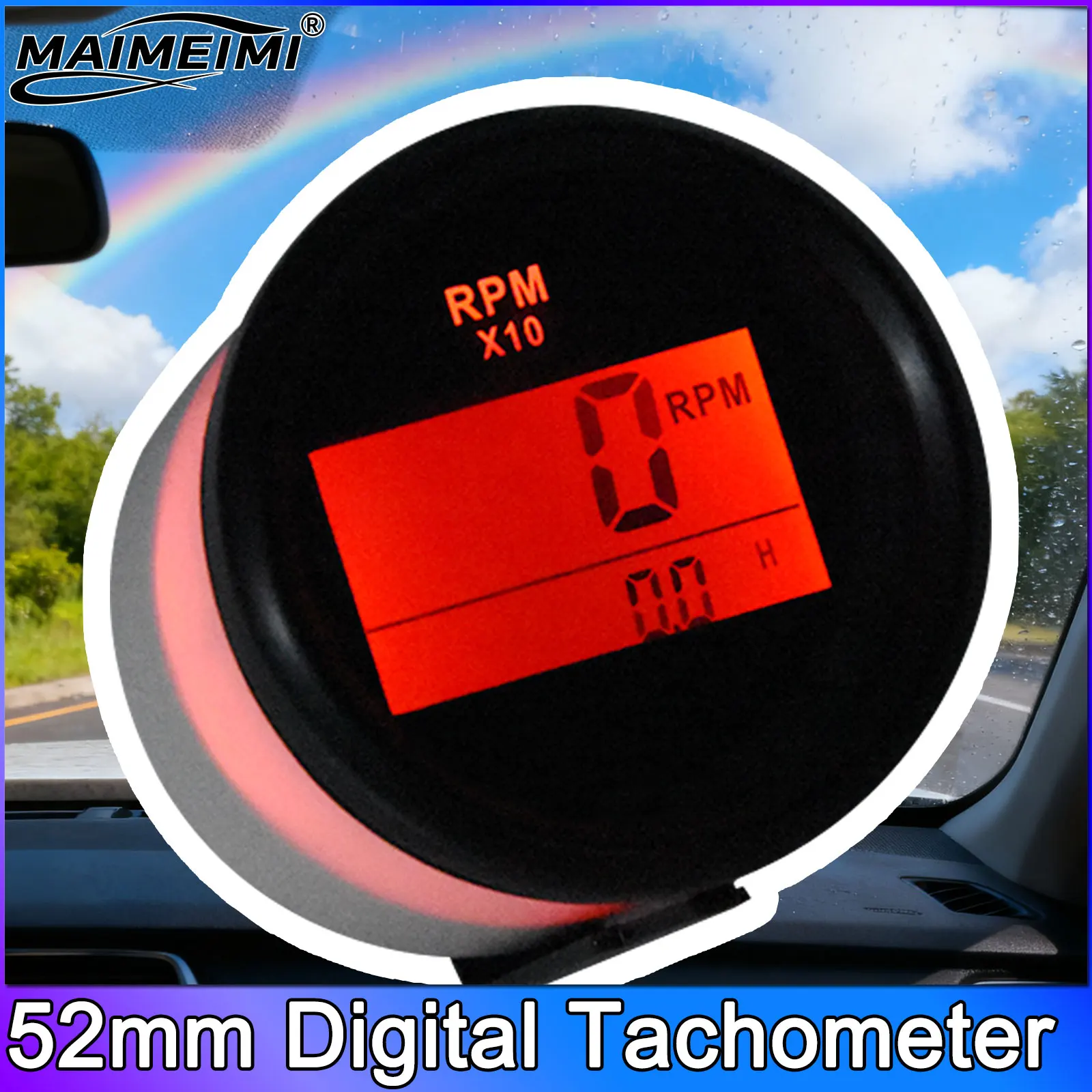 

﻿ Водонепроницаемый тахометр для автомобиля, грузовика, лодки, универсальный 52 мм цифровой тахометр 0-9990 об/мин с красной подсветкой 12 В 24 В