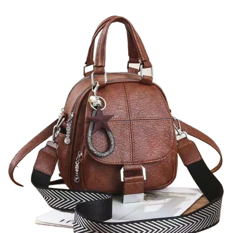 New Fashion Soft Leather Backpack Women's Korean Edition Three-Purpose Crossbody Tote Bag Single-shoulder Bag Handbag