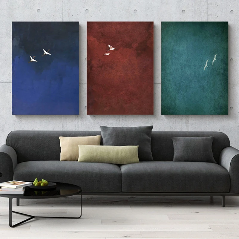 Surrealist Dark Blue Sky Painting Dark Posters and Prints Modern Art Canvas Painting Wall Art Pictures Home Bar Room Decoration