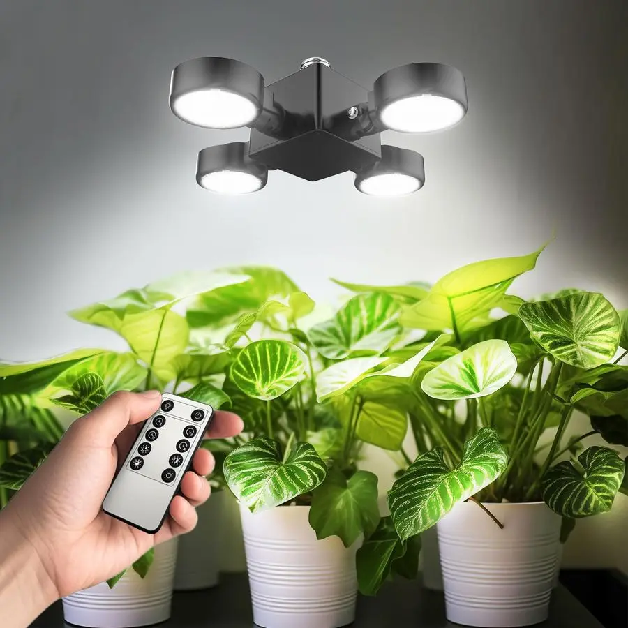 

Folding Wings Grow Light for Indoor Plants, Full Spectrum with Remote Control, Dimmable, Auto On Off 4 8 12 Hrs Timer, 40W 400 W