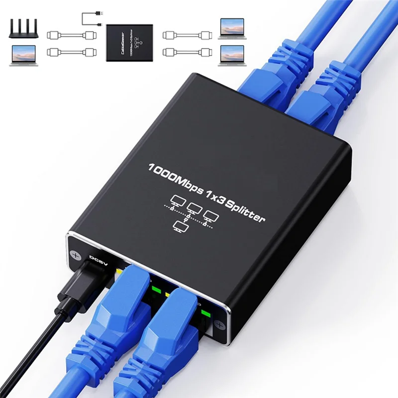ギガビットイーサネットスプリッタ 1 に 3 Rj45 スプリッタ LAN 延長アダプタ 1000Mbps 4 ポート 1 に 3 RJ45 LAN ネットワークアダプタ耐久性