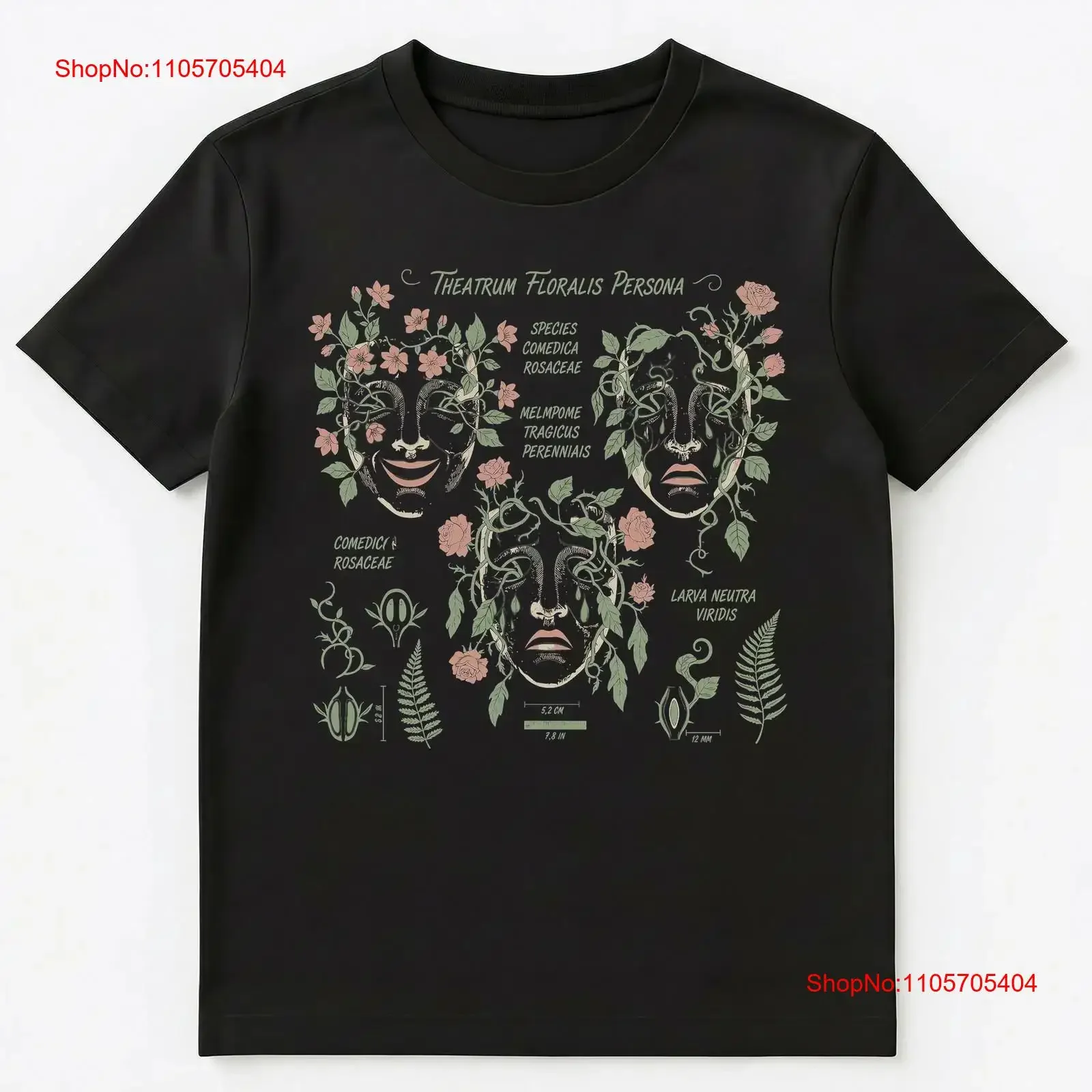 Botanical Improv Theatrical Floral Masks Classification T Shirt long or short sleeves vintage Washed Top For Everyday Wear