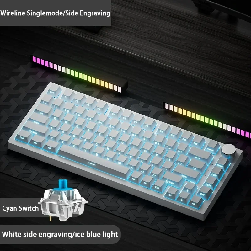AJAZZ AK820 75% mechanisch gaming-toetsenbord met volumeknop, Gasket Mount-structuur en hot-swappable ontwerp. Geschikt voor kantoor en gaming, compatibel met pc-, Windows- en Mac-systemen.