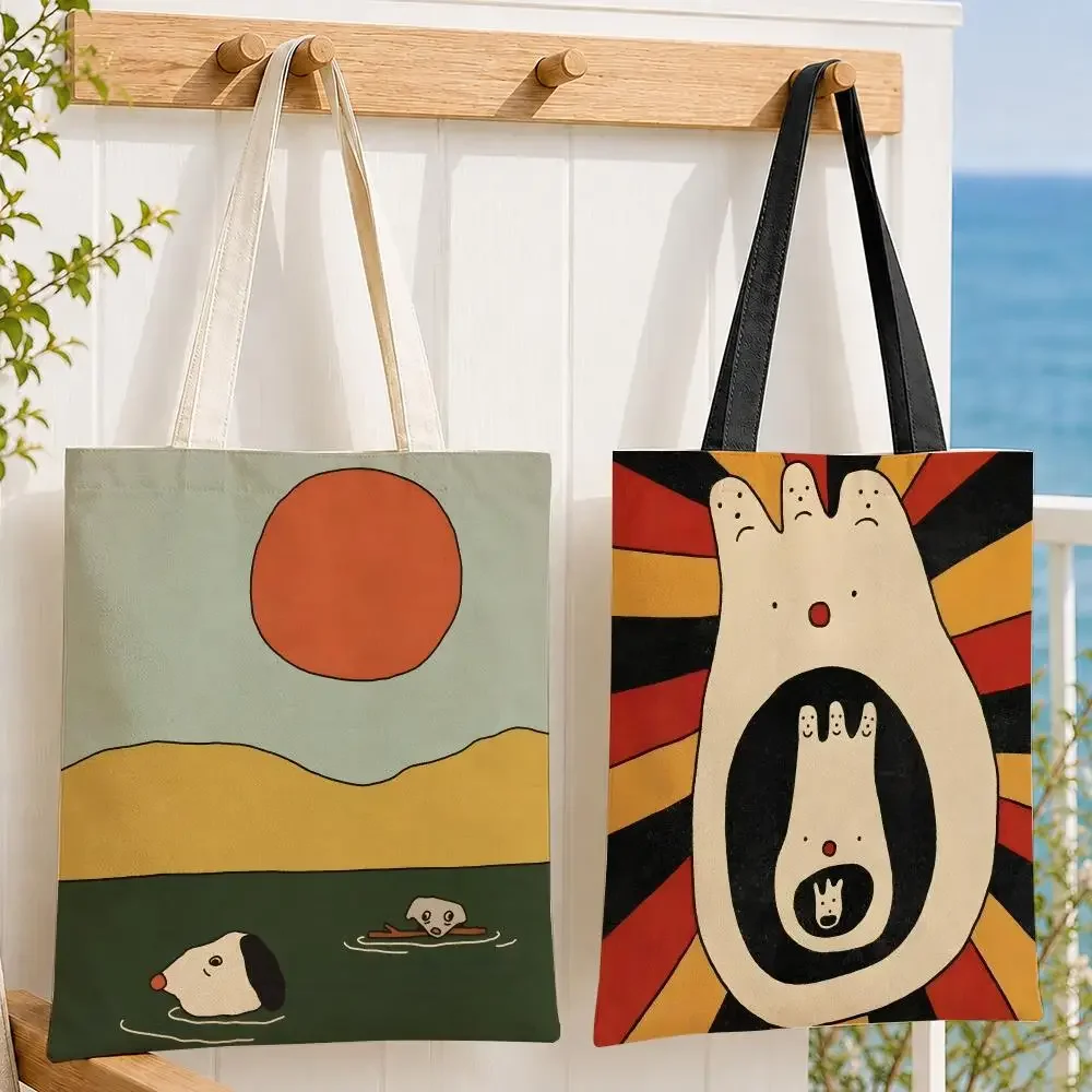 Bolsas de Armazenamento Artist R-Raysa F-Fontana, Bolsa de Lona Feminina de Grande Capacidade, Bolsa de Ombro para Compras e Escola