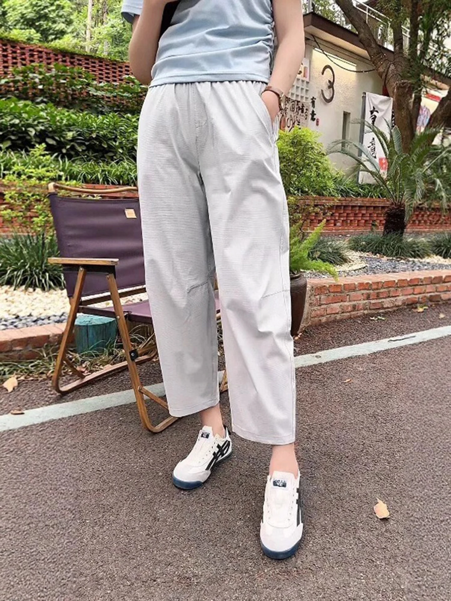 Pantaloni sportivi Qui Dry in seta di ghiaccio Estate da donna Nuovo Sle 2025 Nuova protezione solare Harlan Pantaloni casual leggeri e sottili Nove punti