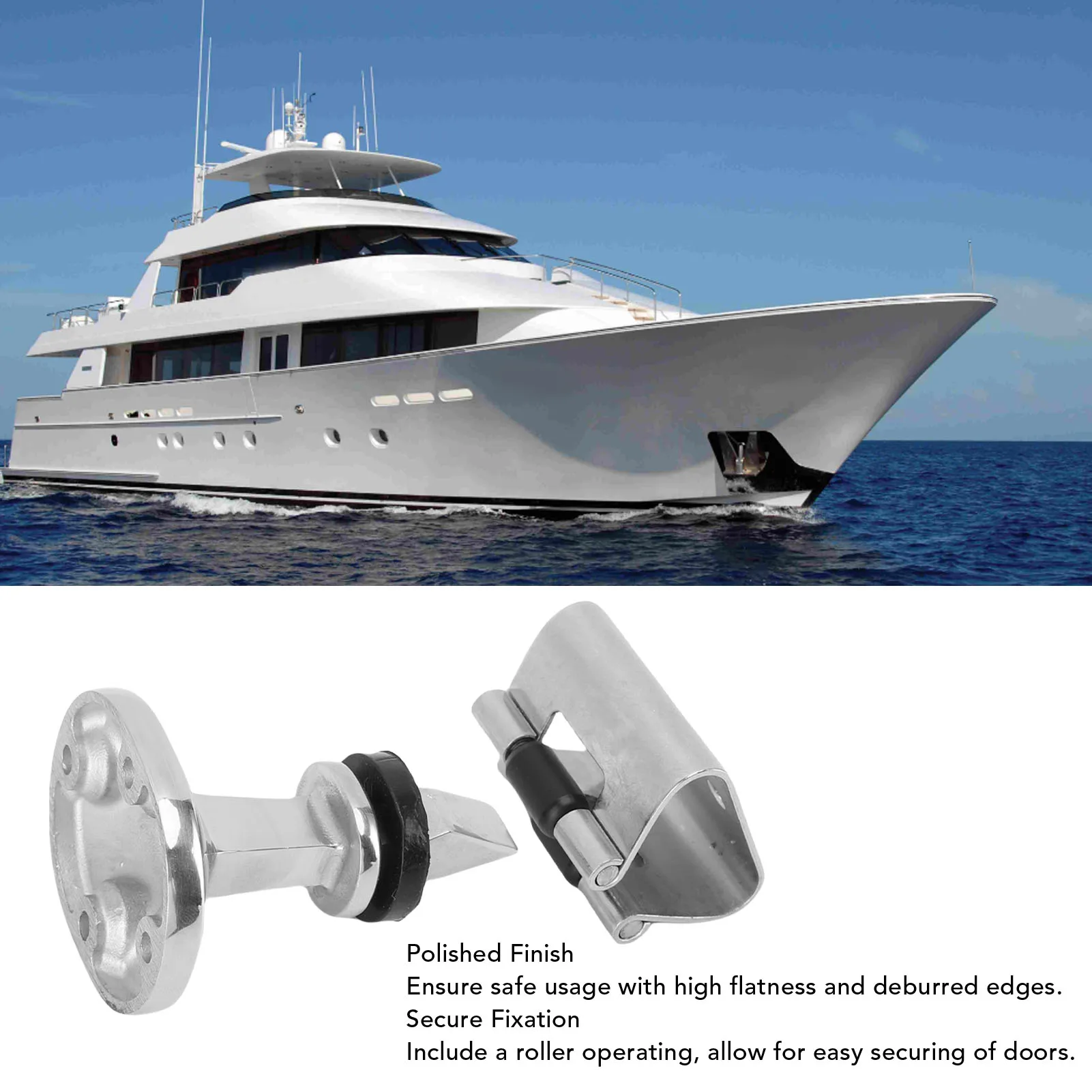 Boat Door Stopper Catch and Holder 316 Stainless Steel Polished Finish Secure Fixation for RV Boat Accessories