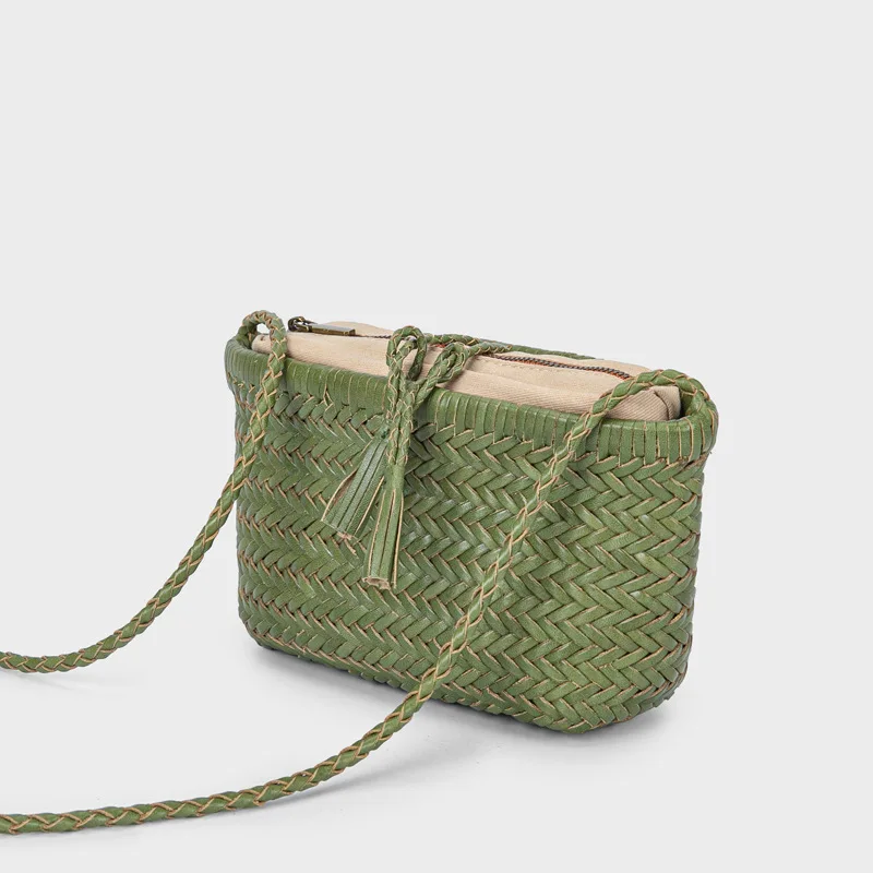 

Genuine leather French hand-woven bag 2025 new niche design first layer cowhide women's vintage one-shoulder crossbody bag