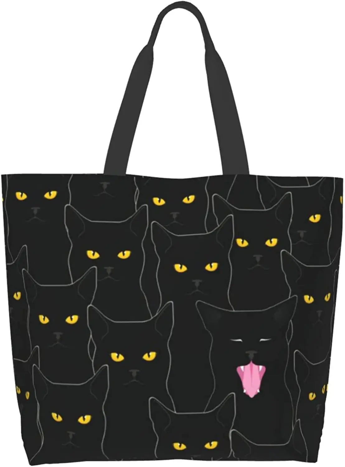 Cat Large Tote Bag for Women Reusable Grocery Bag Waterproof Shopping Handbag with Inner Pocket for Travel Work Beach Gym