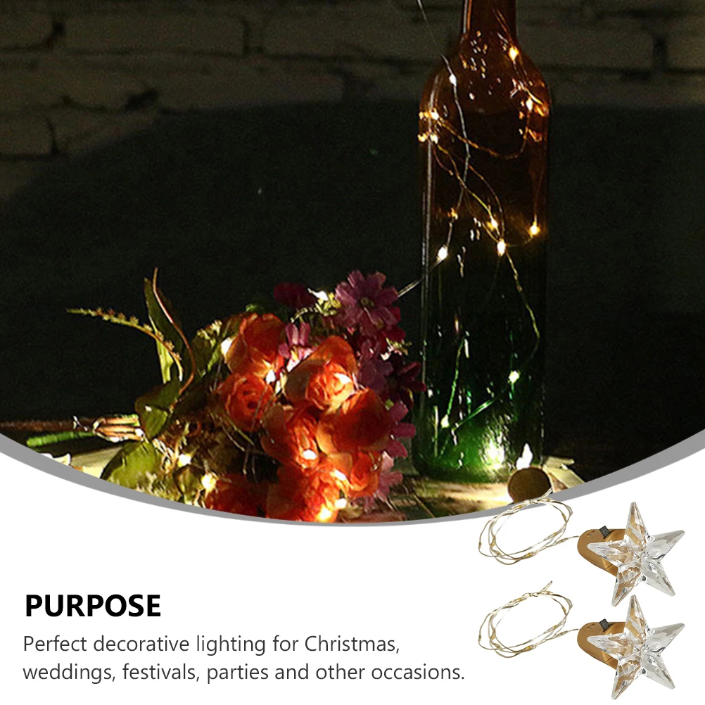 

2Pcs LED Bottle Cork Lights Energy Saving Copper String Lights for Wine Beer Jar Decor Star Shaped Romantic Lighting Decoration