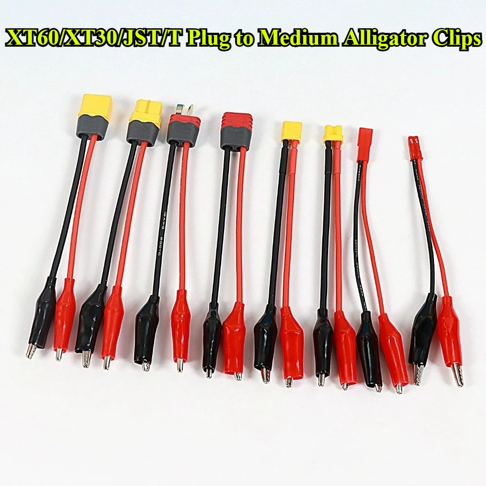 XT60/XT30/JST/T Plug Male/Female To Medium Alligator Clips Silicone Cable For Measure Tool SKYRC NC2500 Pro Motor Run-In Line