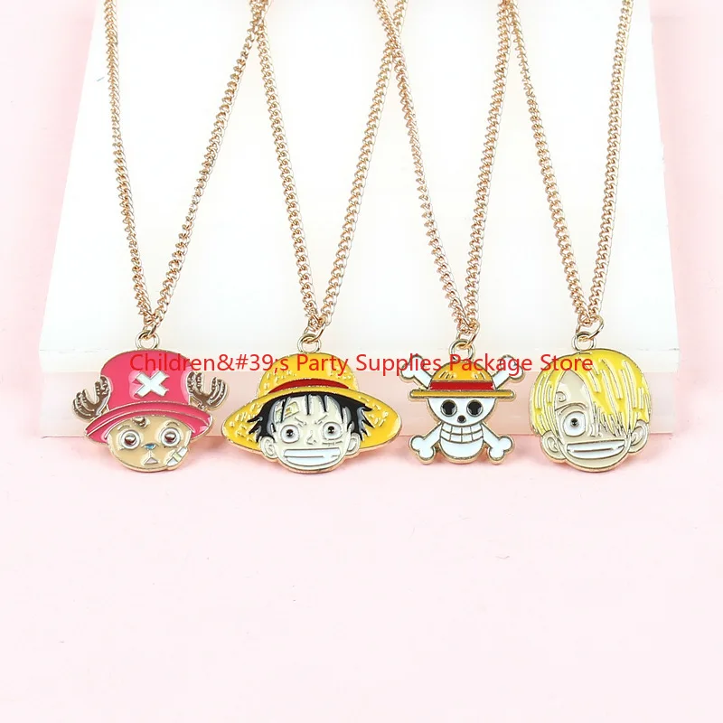 Bandai,8pcs,ONE PIECE Gold Necklace, Unisex, Compact and Lightweight Collarbone Chain, Cartoon Anime Alloy Accessory Gift