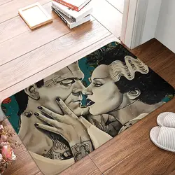 Vintage The Bride Of Frankenstein Anti-Slip Doormat Living Room MatFrankenstein Horror Film Balcony Carpet Welcome Rug