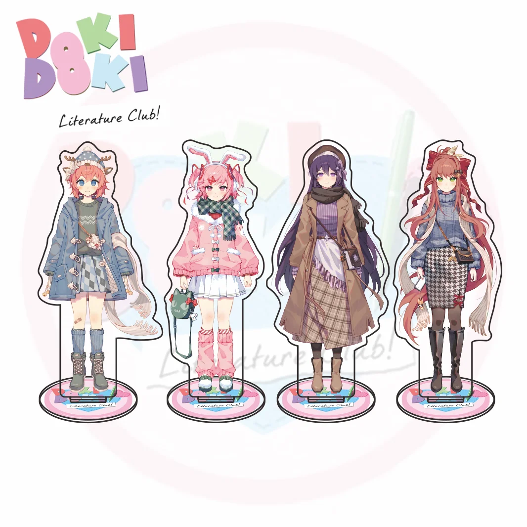 Doki Doki Literature Club Series 2026 New Arrival 15cm Acrylic Stand Monika Natsuki Winter‑Outfit Character Desktop Keychain