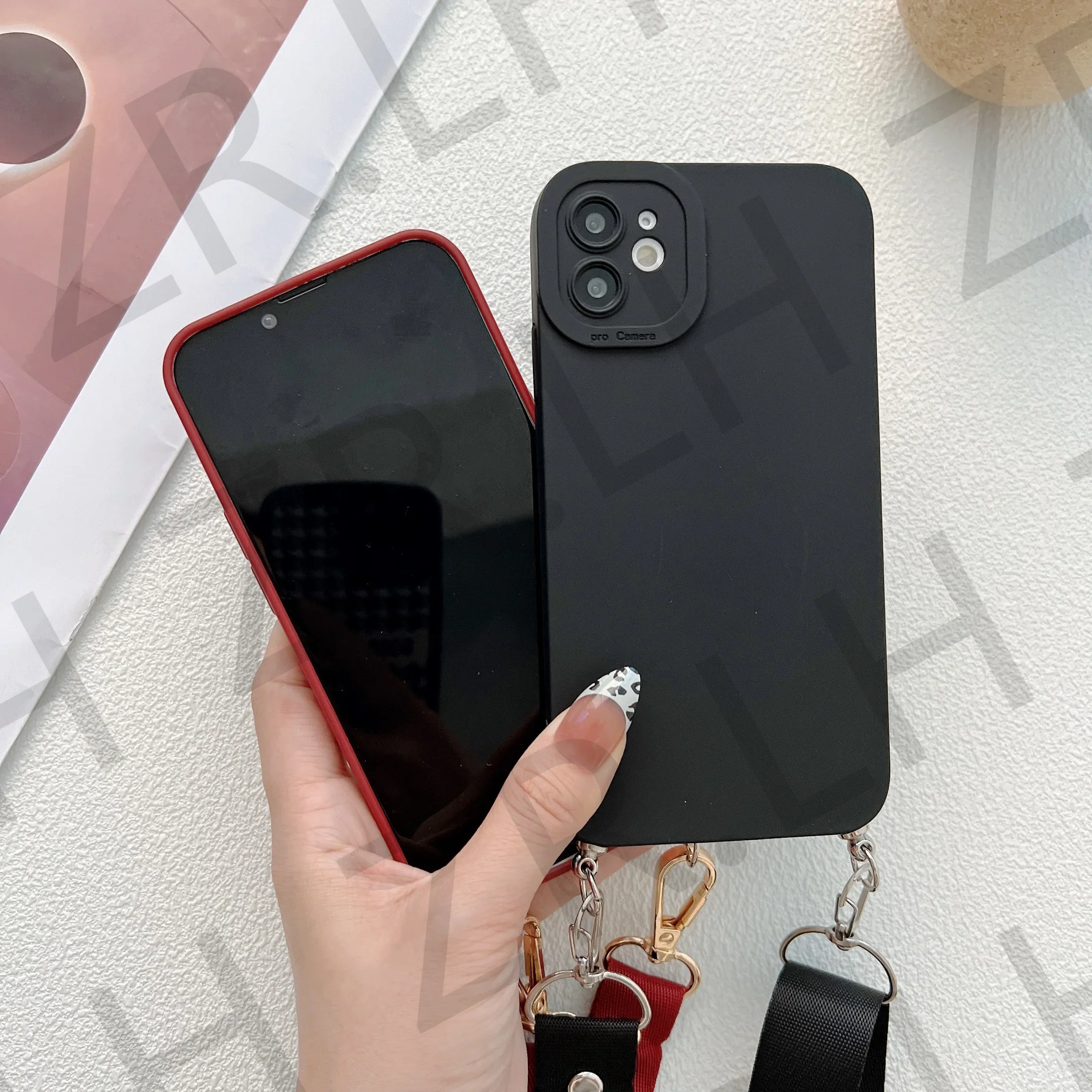 Crossbody Necklace Lanyard Chain Phone Case for iPhone 15 14 13 11 12 Pro Max XS X 7 8 Plus XR Silicone TPU Case