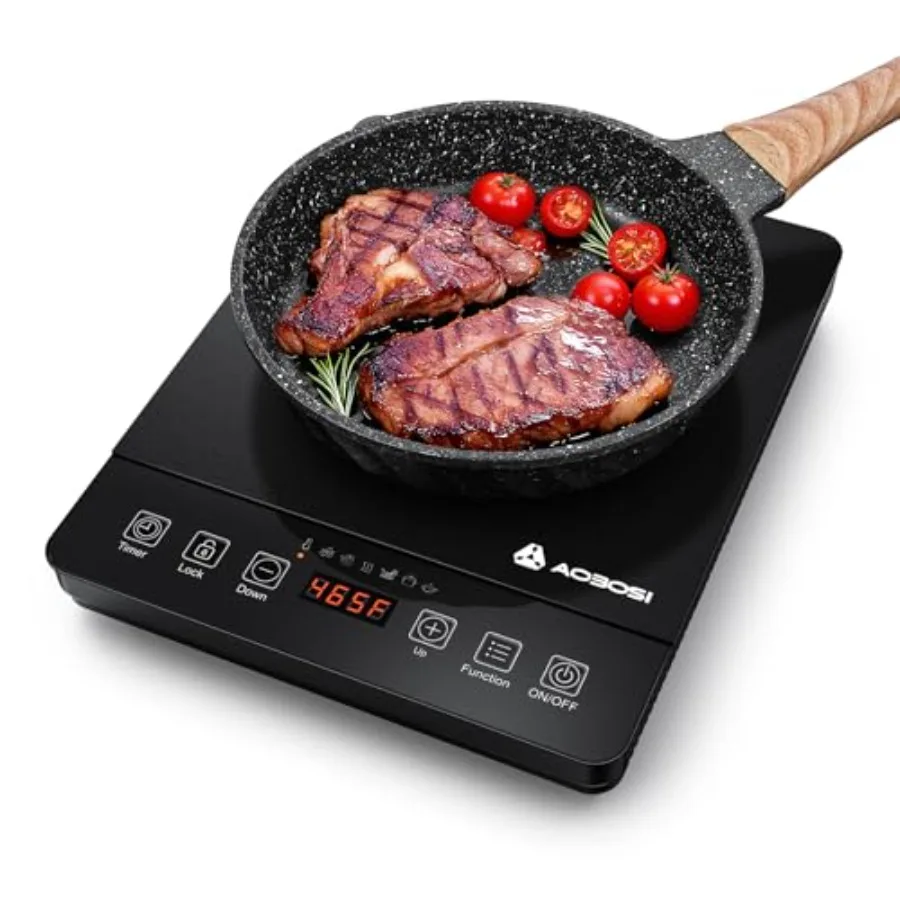 

Portable Induction Cooktop 20 Temperature and Power Levels1800W Single Burner Electric Cooktop with 6.8 inch Heating Coil Low N