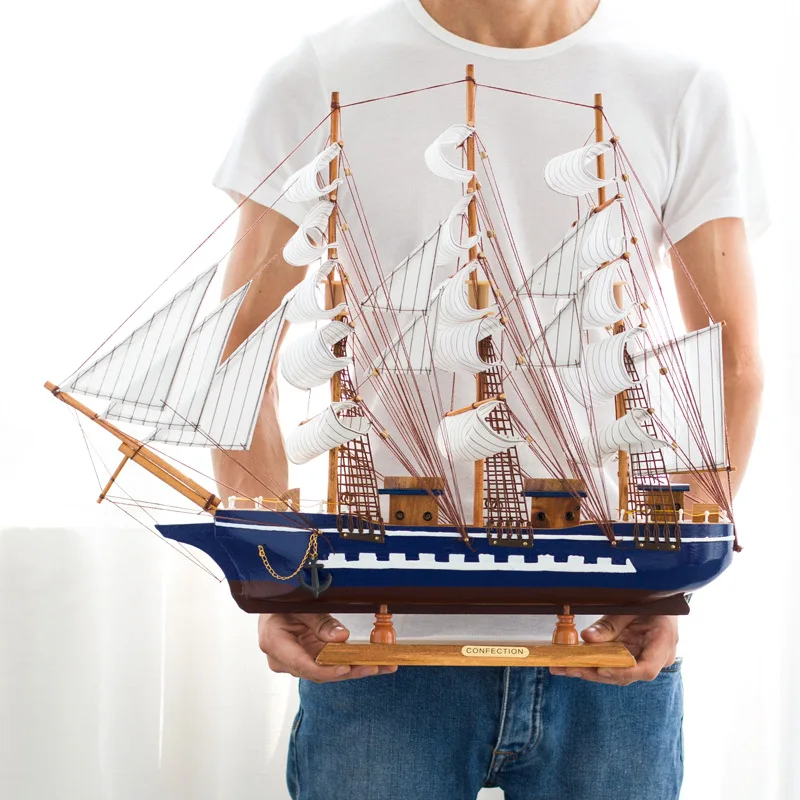 Wooden Sailboat Sculpture, Nautical Home Office Decor Ornament, Creative Handmade Wooden Craft Gift for Birthday Valentine's Day