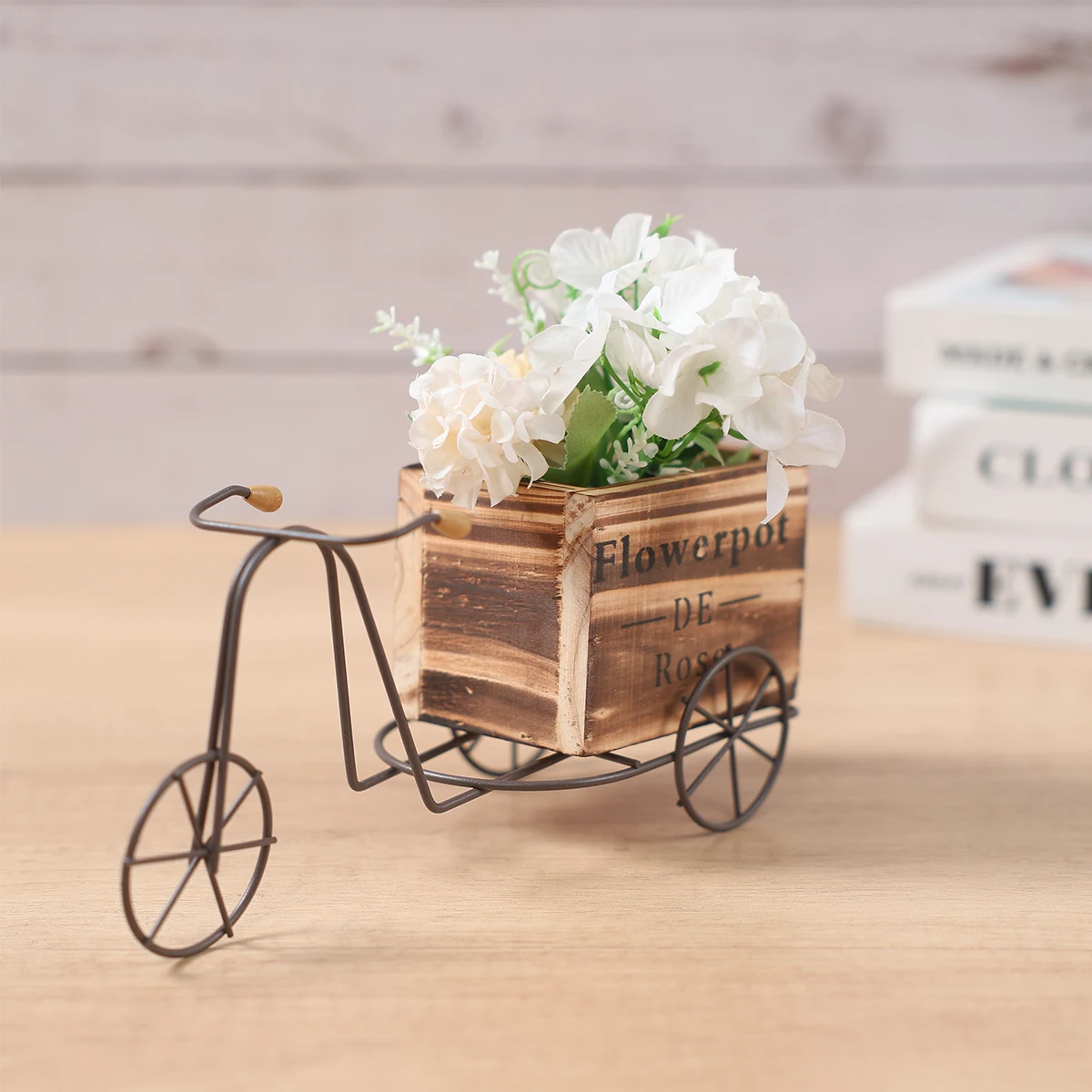 Estante de madera para plantas y triciclo, decoraciones para fiesta de feliz 1er cumpleaños, favores para niños y adultos, cesta de flores, suministros para fiesta de bienvenida de bebé y boda