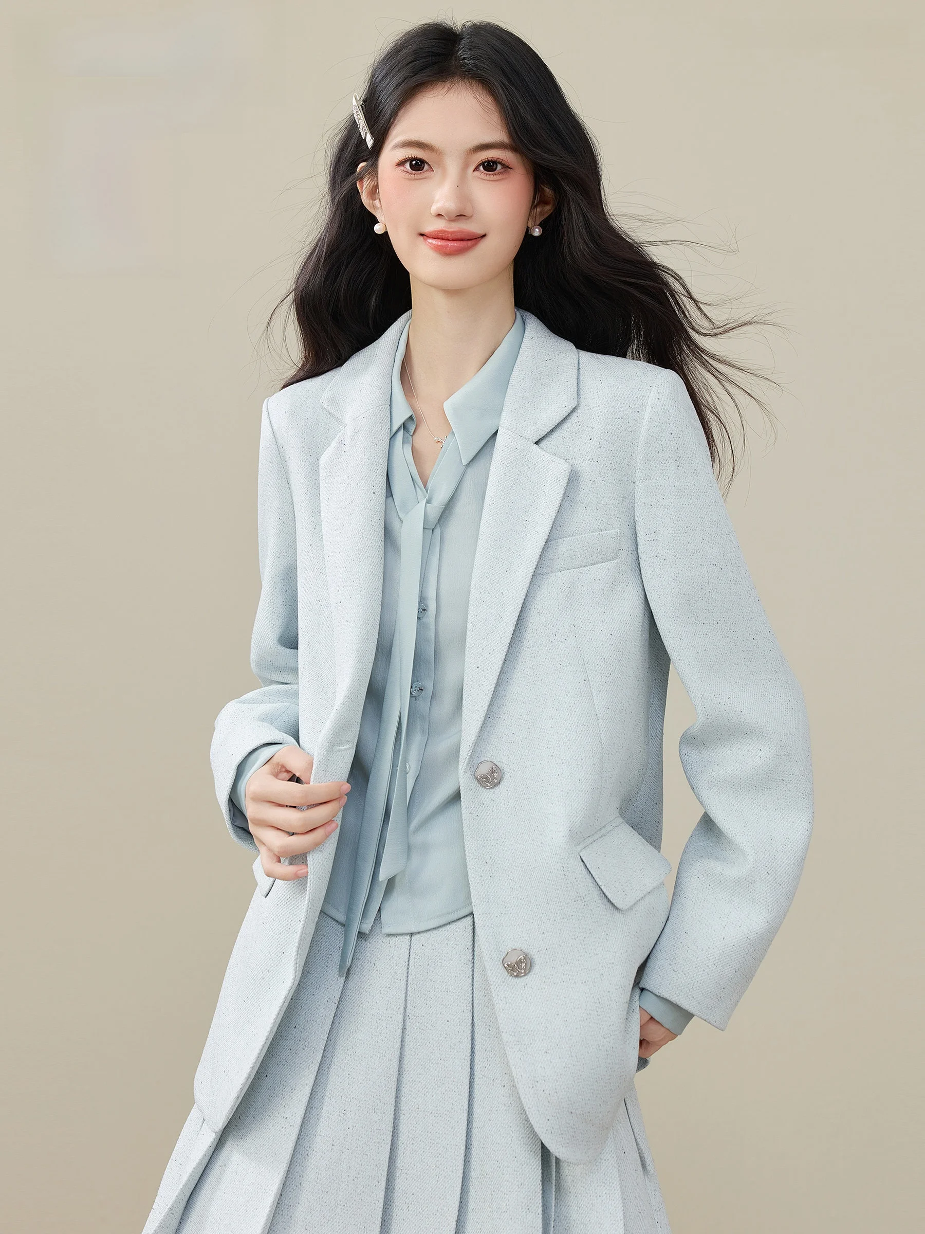 

Lingjiu Autumn Winter New Sle College Wind Suit Set Small Size Casual Elegance Women's Two Piece Set Polyester Fiber